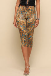 Wild Heat Foil Print High Waist Capri Pants