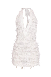 Afterglow Vibe Tassel Halter Mini Dress