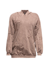 Washed hooded tunic with cross patches