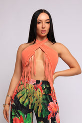 Fringe halter top