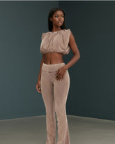 Cloud Motion Bubble Crop Set with Washed Flare Pants