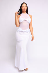 Bare Illusion Mesh Contrast Maxi Dress..
