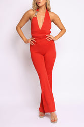 Show Off Hours Backless Halter Jumpsuit.