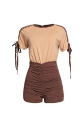 Sweet Twist Ruched Sleeve Romper