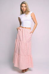 Floral Textured Tiered Maxi Skirt