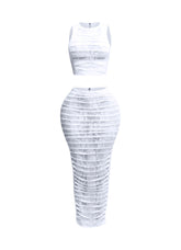 Lace layered cut out skirt set