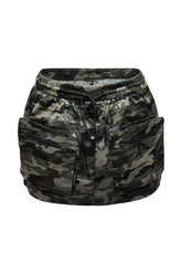 Camo drawstring mini skirt