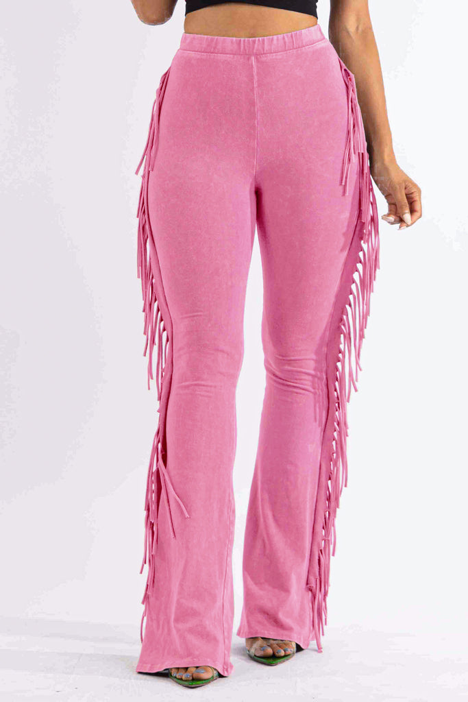 Soft Stretch Fringe-Detail Pants – Forgiving High-Waist Everyday Style