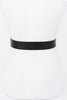 Floral scroll engraved buckle on faux leather waist belt

