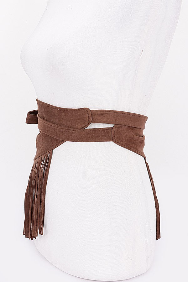 Boho western style belt with statement fringe overlay

