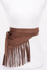Flat lay of brown fringe waist belt with long tie straps

