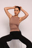 Sleeveless boat neck rib top