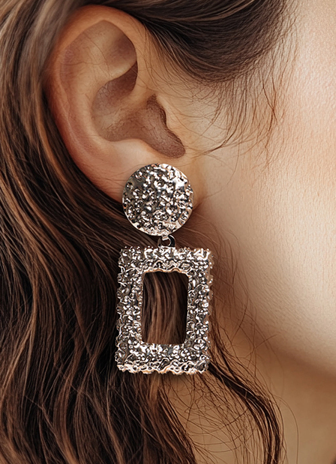 Hammered Multi Metal Earring