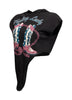 Side view of black ‘Feeling Lucky’ T-shirt highlighting the sleeve detail.