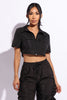 Zipper front short sleeve top with pockets