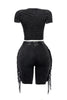 Mineral washed fringe biker set