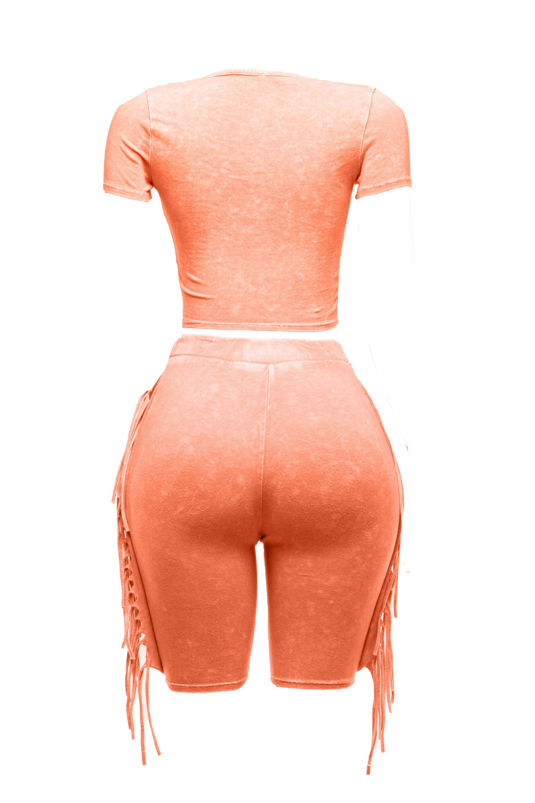 Mineral washed fringe biker set..