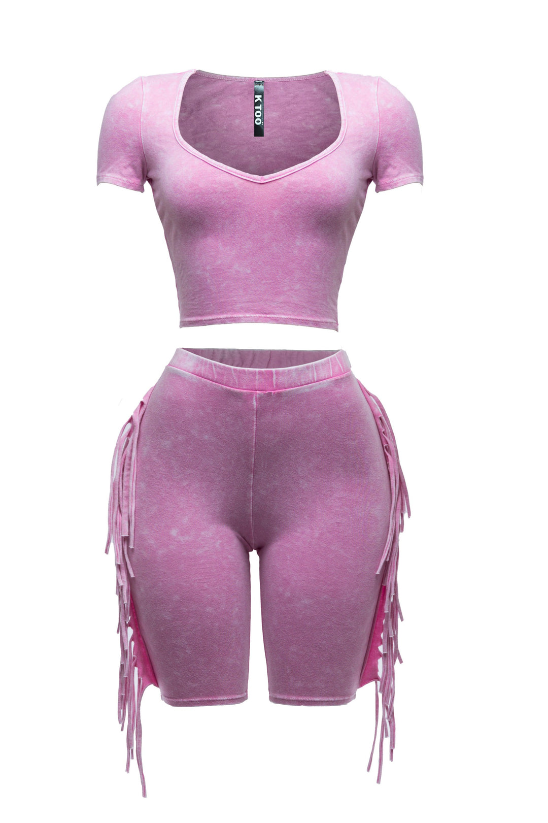 Mineral washed fringe biker set..