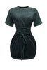 Lace up detailed mini dress
