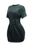 Lace up detailed mini dress
