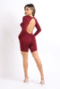 Die cut detailed long sleeve open back romper
