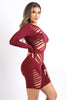Die cut detailed long sleeve open back romper