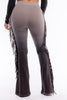 Dip wash fringe flared pants