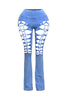 CUT AND TIE MINERAL WASH FLARED PANTS