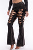 CUT AND TIE MINERAL WASH FLARED PANTS