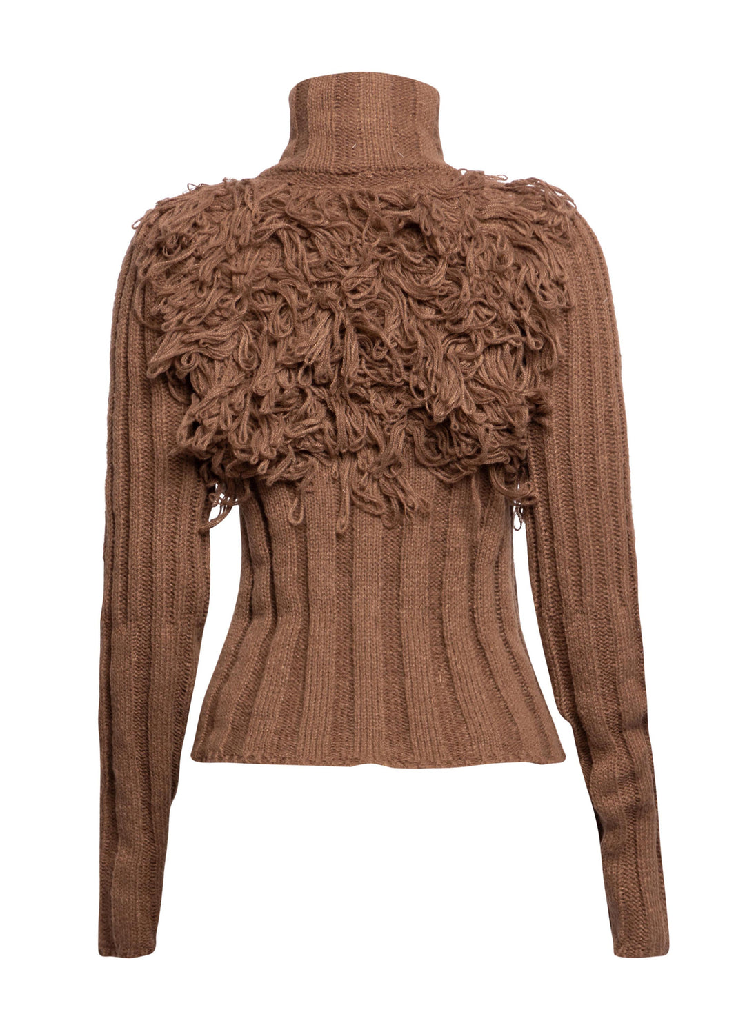 Chunky Knit Fringe Sweater with Zipper Detail