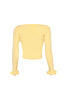 Knit yellow cardigan with ruffled cuffs and open front detail

