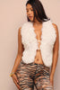 Frost Kiss Tie-Up Faux Fur Vest - Ivory