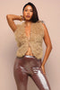 Frost Kiss Tie-Up Faux Fur Vest - Ivory