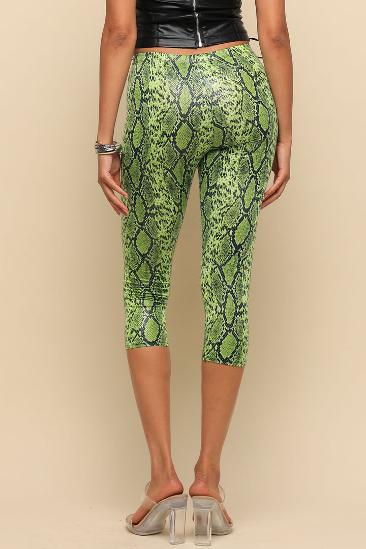 Wild Heat Foil Print High Waist Capri Pants