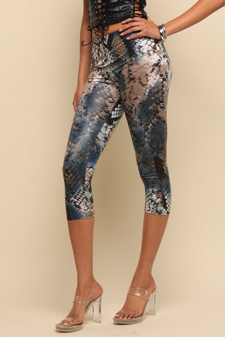 Wild Heat Foil Print High Waist Capri Pants