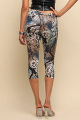 Wild Heat Foil Print High Waist Capri Pants