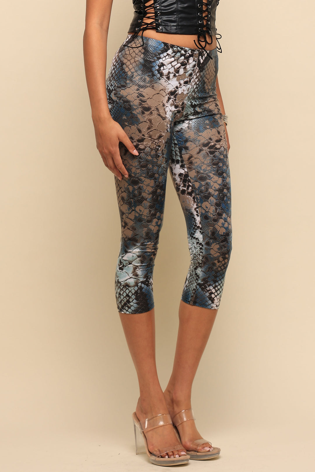 Wild Heat Foil Print High Waist Capri Pants