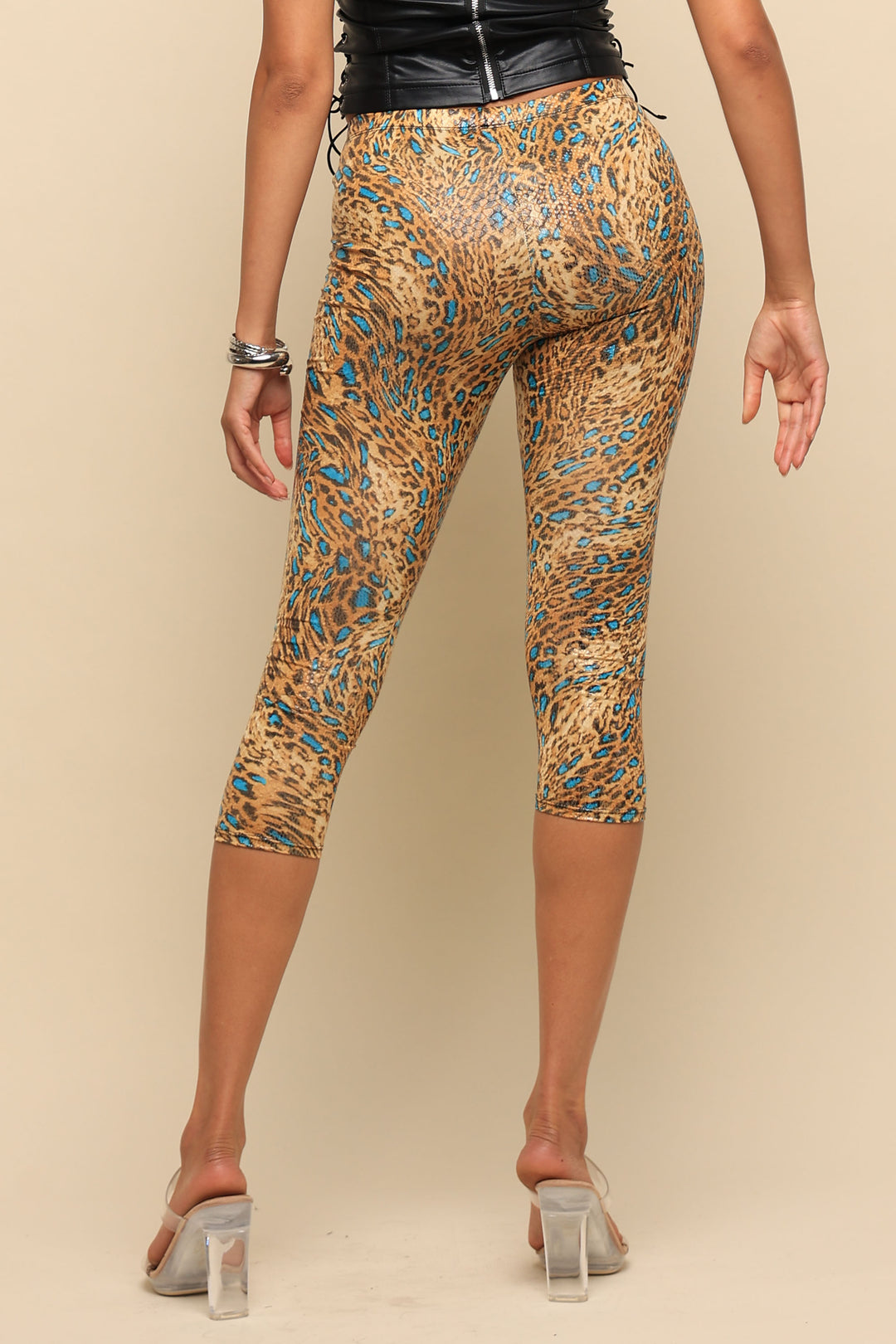 Wild Heat Foil Print High Waist Capri Pants