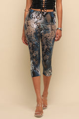 Wild Heat Foil Print High Waist Capri Pants