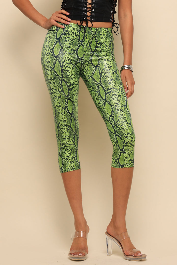 Wild Heat Foil Print High Waist Capri Pants