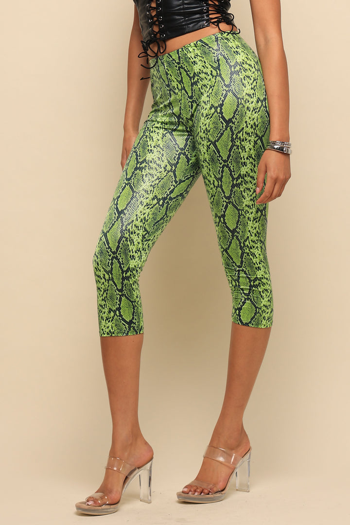 Wild Heat Foil Print High Waist Capri Pants