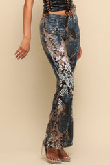 Wild Light Foiled Animal Flare Pants
