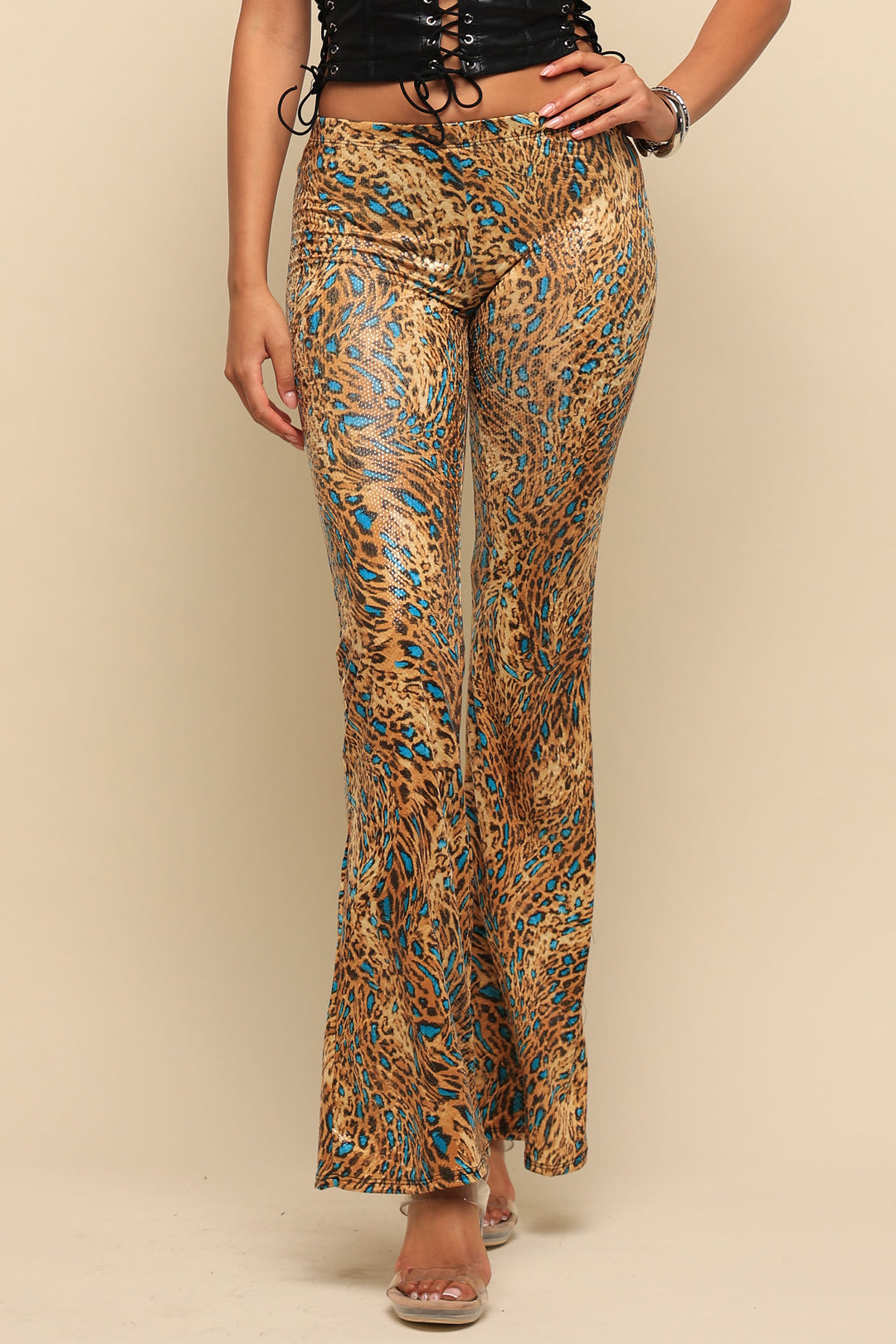 Wild Light Foiled Animal Flare Pants