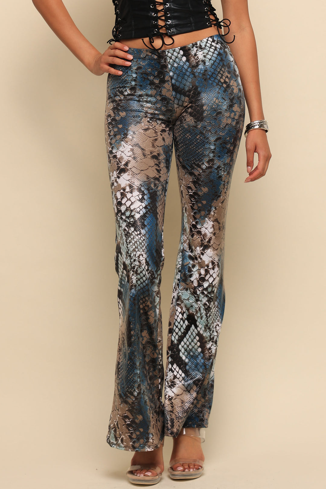 Wild Light Foiled Animal Flare Pants