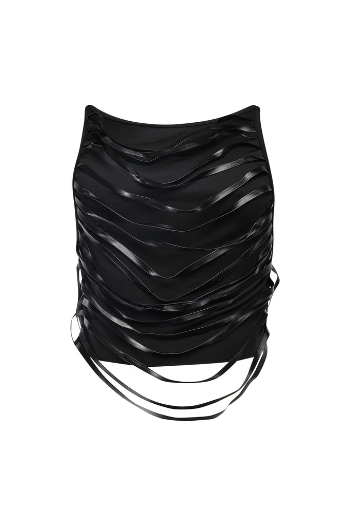 Open back top with PU strap detailed