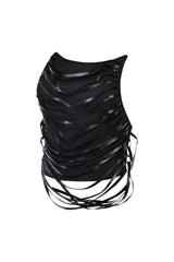 Open back top with PU strap detailed