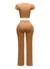 Ruffled shoulder top and pants set