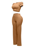 Ruffled shoulder top and pants set
