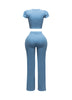 Ruffled shoulder top and pants set
