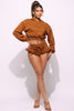Crop hoodie & ruffle shorts set